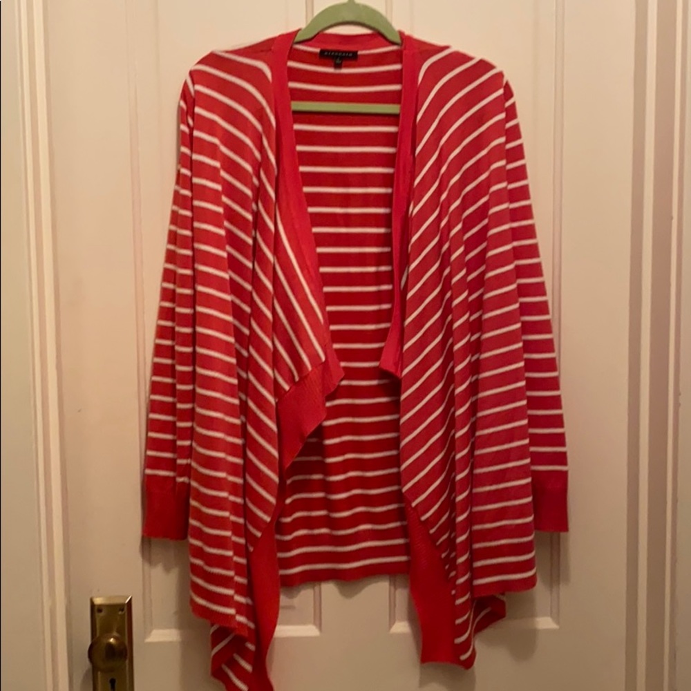 Boutique Orange & White Striped Cardigan Size L